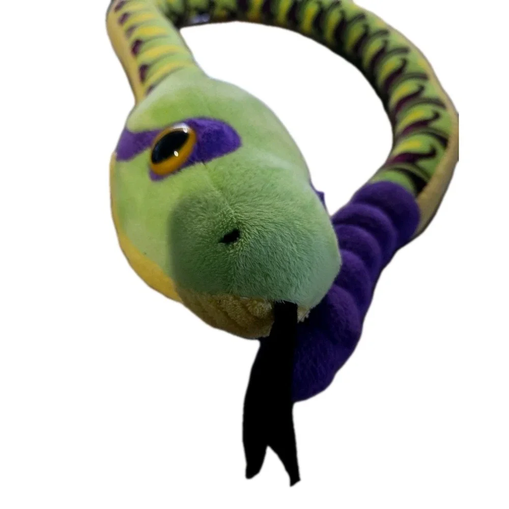 Wild Republic 2015 Headed Snake Yellow Green, Purple Siamese Plush 21
